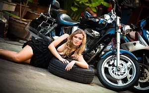 Bikes and Girls wide wallpapers and HD wallpapers