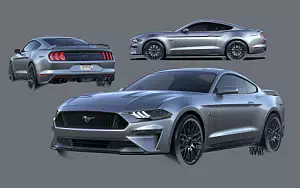 Ford Mustang GT car sketch wide wallpapers and HD wallpapers