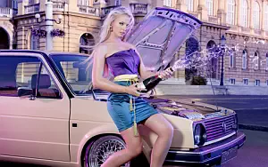 Volkswagen and Girl wide wallpapers and HD wallpapers