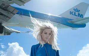Girl and Plane wide wallpapers and HD wallpapers